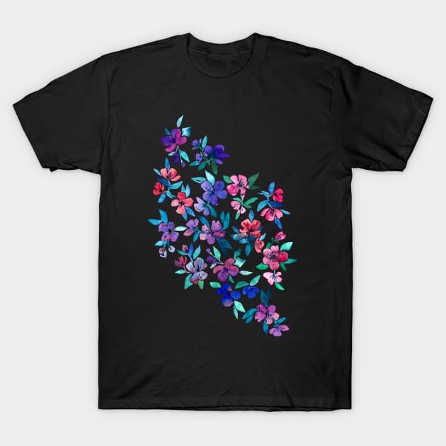 Southern Summer Floral - navy + colors T-Shirt by micklyn